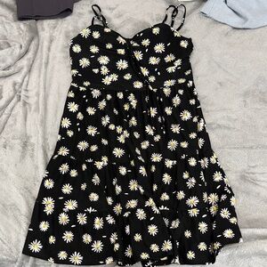 NOBO Black Floral Smocked Top with Yellow Accents